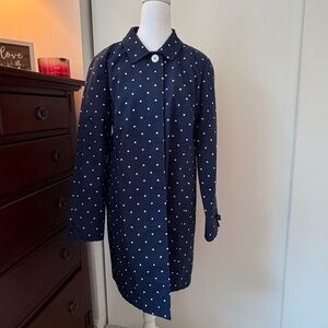 Talbots Navy Polka Dot Coat with Teal Trim